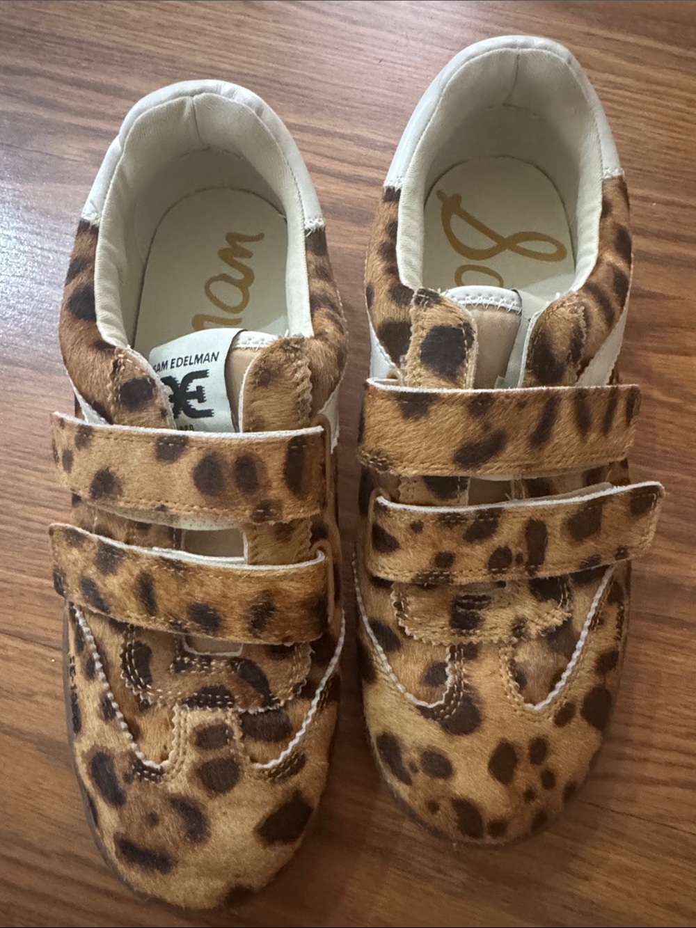 Sam Edelman Kids Leopard Print Velcro Sneakers - Tan & Brown